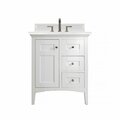 James Martin Vanities Palisades 30in Single Vanity, Bright White w/ 3 CM Arctic Fall Solid Surface Top 527-V30-BW-3AF